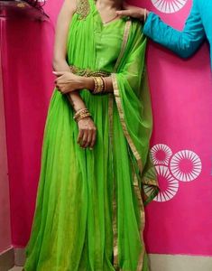 Parrot Green 3 Layer Gown