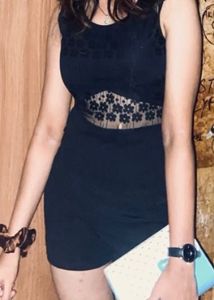 Black Floral Lace Mini Dress