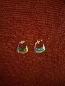Iridescent Baguette Earrings/ Designer Rainbow