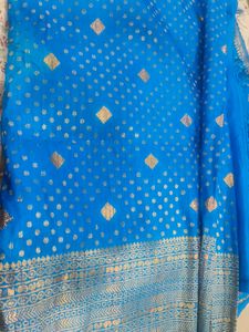 Aqua Blue Bandhani Saree