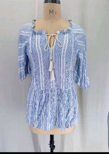 New Strips Raw Edge Sleeve  Banzara Top