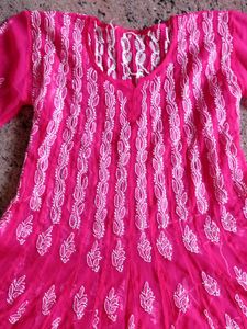 56 Kali Original Chikankari Flayer Kurti With Inne