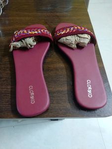 Maroon Designer Slippers. New And Tag Missing