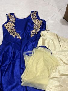 Elegant Blue Embroidered Dress