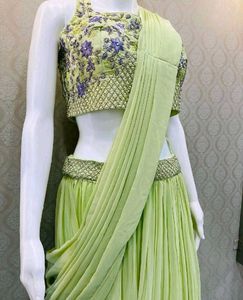 🆕️Faux Georgette Lehenga Saree With Blouse, Shrug