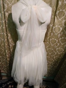 Ivory Halter Dress with Yellow Ribbon &amp; Bow