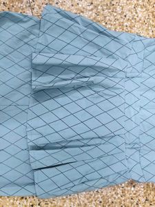Blue Diamond Pattern Peplum Dress