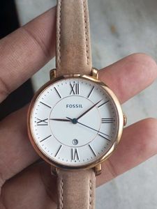 Fossil Orignal Three-Hand Date Blush Leather Women