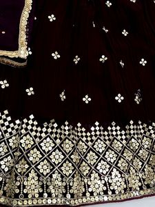 Burgundy Lehenga With Jodhpuri Faag ( Odhani)