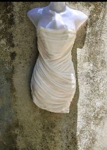 White Ruched Bodycon Dress