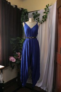 Blue V-Neck Jumpsuit