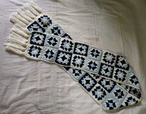 Handmade Crochet Granny Square Scarf