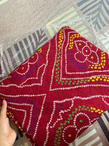Red Bandhani Print Saree