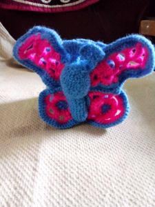 Handmade Crochet Butterfly Basket.