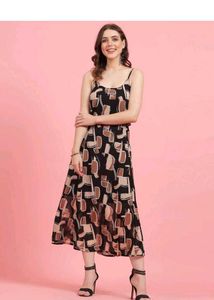 Black Printed Aline Dress 👗