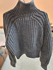 Cozy Gray Knit Turtleneck