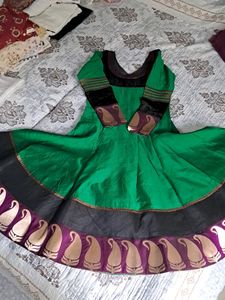Elegant Green &amp; Black Anarkali Suit