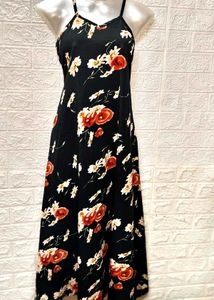 Floral Long Black Gown