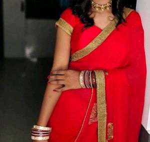 Red Bridal Saree With BLOUSE &amp; PETICOAT