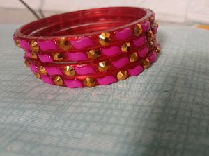 Pink &amp; Gold Bangle Set