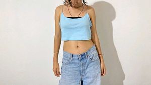 Spaghetti Blue Cropped Tank Top