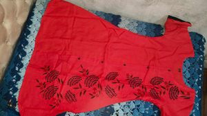 Red Casual Dress with Accents