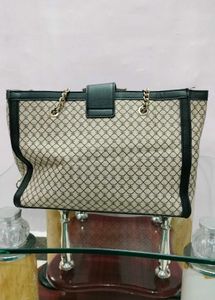 Patterned Shoulder Bag with Chain Detail
