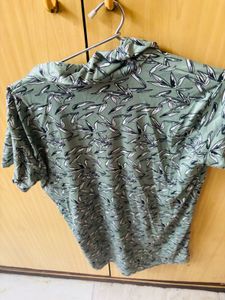 Sage Green Leaf Print Top