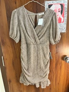 LOFT Ruched V-Neck Dress