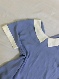 Korean Cute Blue Peter Pan Collar Top Bust 32-34
