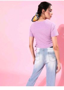 Ribbed Crop Top with Drawstring Detail