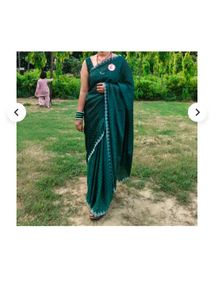 New  Green Saree With Attached Blouse Piece