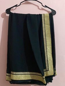 Black Georgette Saree With Zari Lace Border