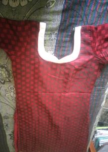 Marron And White Kurtha Set