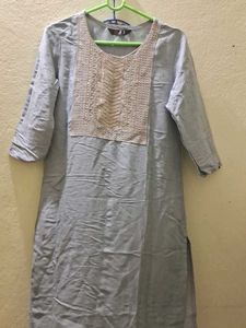 Grey Embroidered Kurti