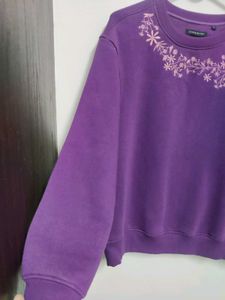 Purple Embroidered Sweater