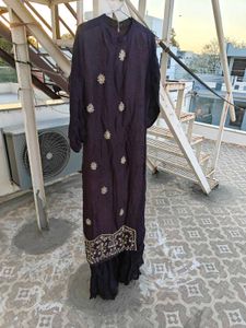 Hand Work Dark Purple Color Ethnic Gown