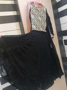 full flare Kali gown with work choli