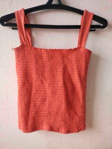 Orange Smocked Tank Top