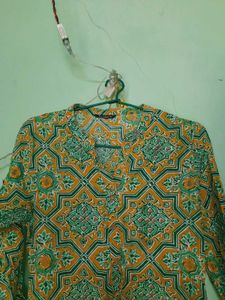 Green And Yellow Beautiful Cotton Kurtha