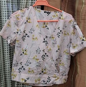 Floral Print Wrap Top