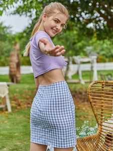 Women’s Split Hem Gingham Skirt – Stylish Mini