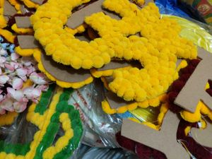 Yellow Om Pompom Decorative MDF Cutout