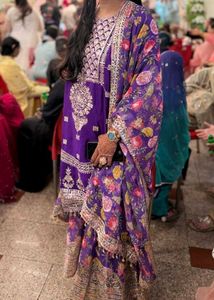 Purple Floral Embroidered Salwar Kameez
