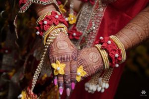 Floral Bangles and rings handmade Jewelry Set