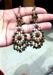 Necklace Green+mehroon Colour