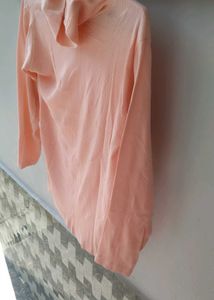 high neck A-line cotton blend top