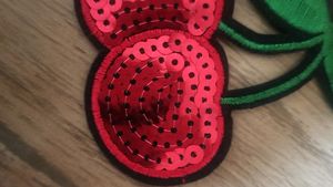 Iron On Applique/Patch- Sequined Red Cherry