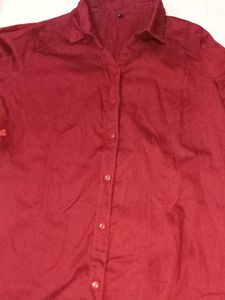 Red Cotton Shirt For Women ✨