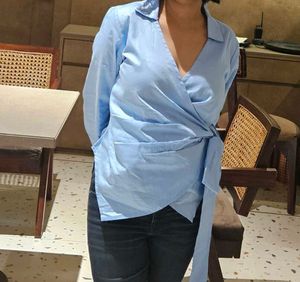 Blue Wrap Around Shirt